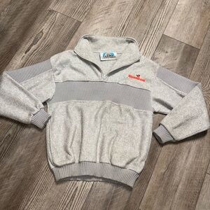 Vintage Fahrenheit fuzzy 1/4 zip gray sweatshirt pullover Steamboat ski outerwea